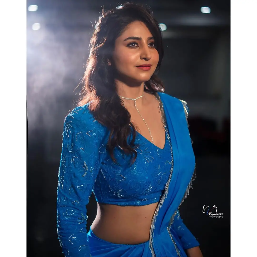 ETV ACTRESS VARSHINI SOUNDERAJAN IN BLUE SAREE BLOUSE 2